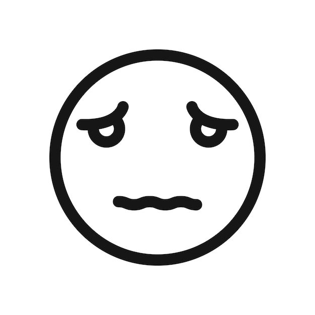 El icono de emoji desesperado es el logotipo vectorial de arte de línea negra