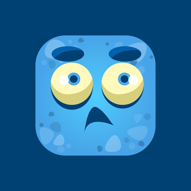 Vector icono de emoji de monstruo azul confundido