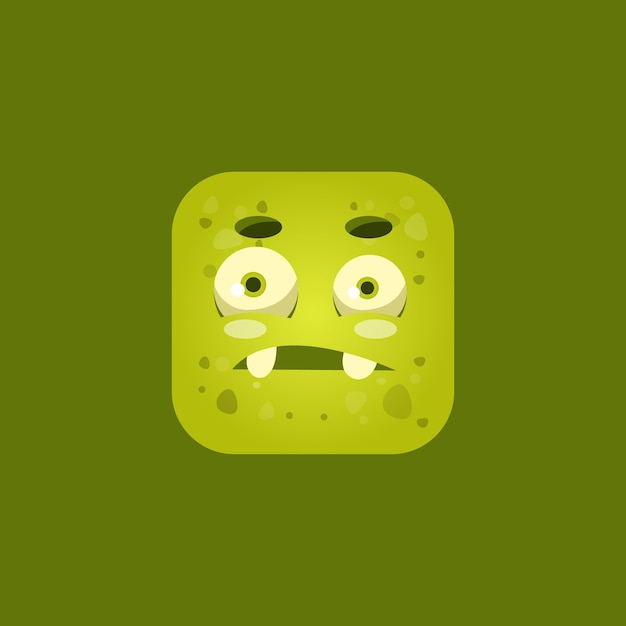 Vector icono de emoji de monstruo verde risueño