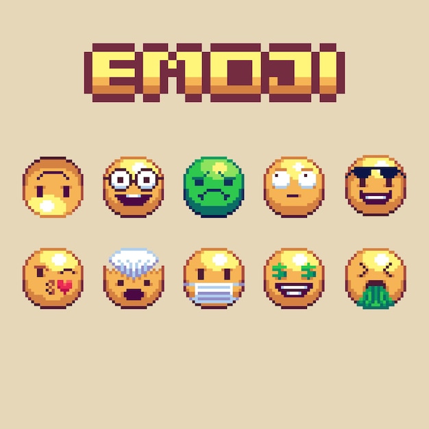 El icono del emoticon de arte de píxeles