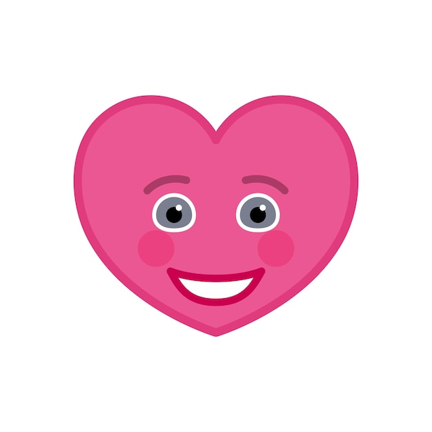 El icono de emoticon divertido en forma de corazón feliz