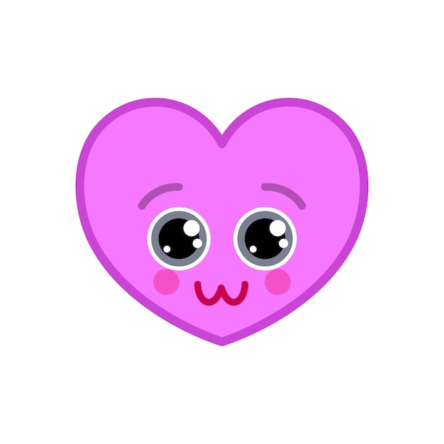 Icono de emoticón divertido en forma de corazón símbolo de emoji rosa encantador elemento vectorial de comunicación social y chat en línea cara bonita que muestra emoción facial mascota del día de San Valentín en estilo plano