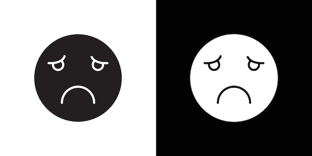 Ícono de emoticon triste o solitario Ilustración plana de línea delgada