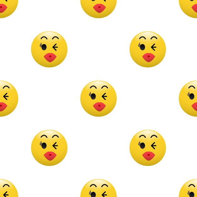 Icono de emoticono de cabeza amarilla con expresiones faciales de patrones sin fisuras sobre fondo blanco