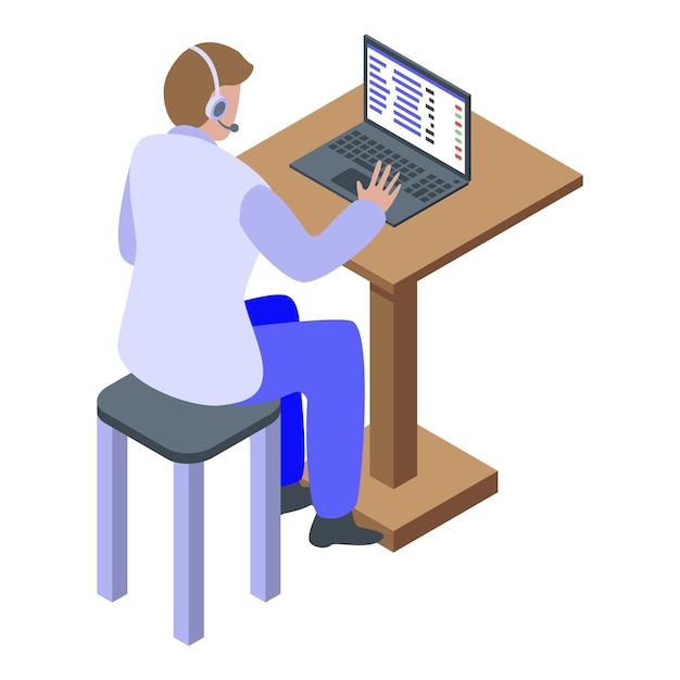 Icono de empleador de centro de llamadas Isométrico del icono de vector de empleador de centro de llamadas para diseño web aislado sobre fondo blanco