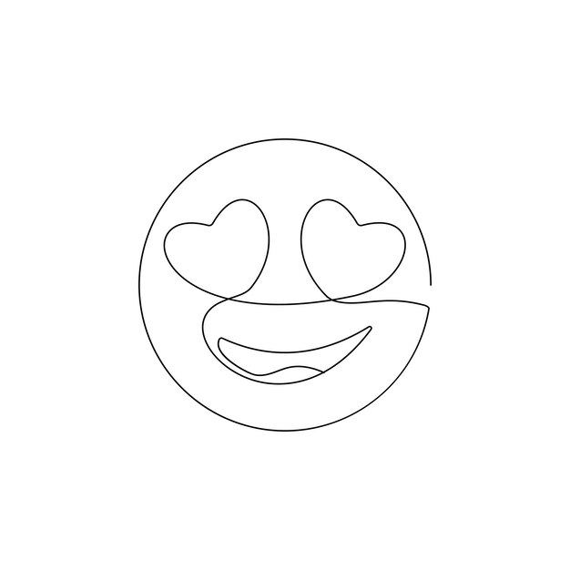 Ícono enamorado Emoji de una línea Diseño gráfico de línea Diseño web Día de San Valentín emoji de corazón Continuar iconos de línea