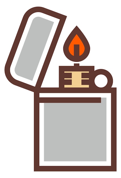 Vector icono de encendedor quema de gas con llama de fuego