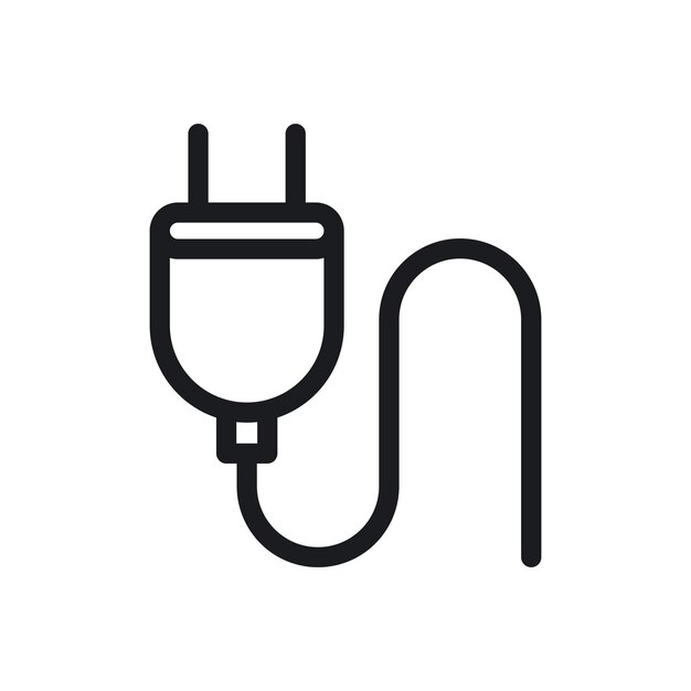 Icono de enchufe aislado en fondo blanco