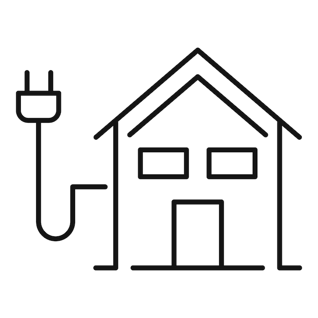 Icono de enchufe de casa inteligente Contorno de icono de vector de enchufe de casa inteligente para diseño web aislado sobre fondo blanco