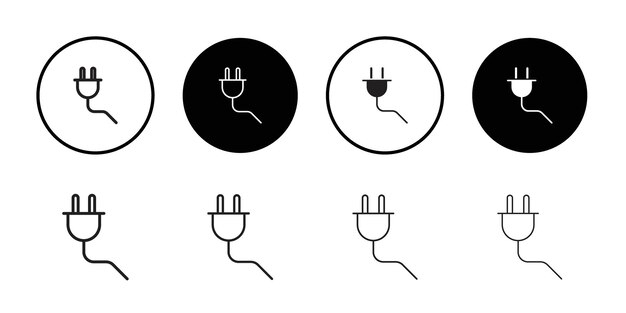 Icono de enchufe eléctrico Conjunto de ilustraciones de líneas delgadas