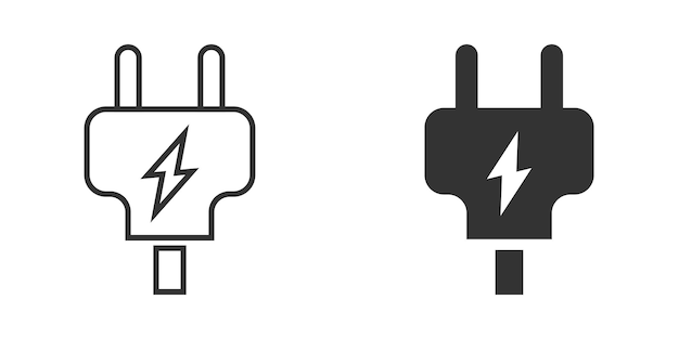 Icono de enchufe eléctrico en estilo plano Ilustración de vector de adaptador de corriente sobre fondo blanco aislado Concepto de negocio de signo de electricista