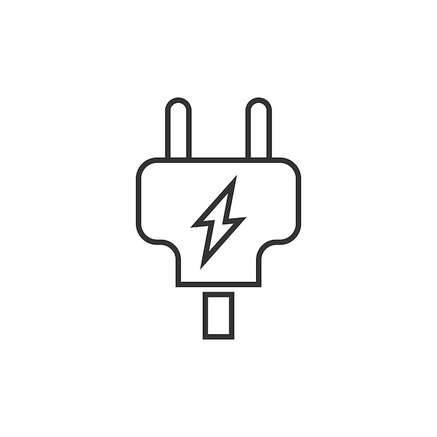 Icono de enchufe eléctrico en estilo plano ilustración de vector de adaptador de corriente sobre fondo blanco aislado concepto de negocio de signo de electricista