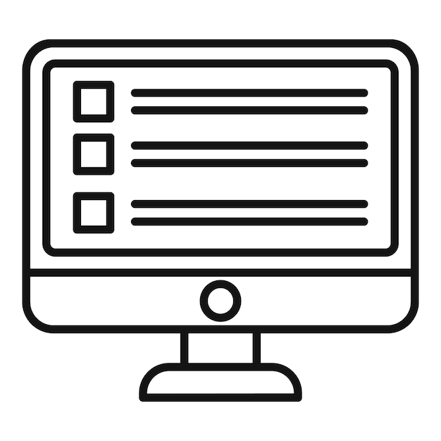Icono de encuesta en línea de negocios Esquema de icono de vector de encuesta en línea de negocios para diseño web aislado sobre fondo blanco
