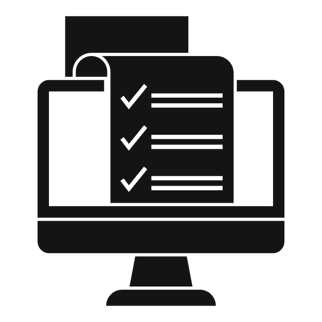 Icono de encuesta en línea de PC Ilustración simple del icono de vector de encuesta en línea de PC para diseño web aislado sobre fondo blanco