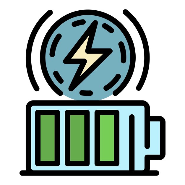 Icono de energía de la batería completa Contorno de color del icono del vector de la energía de la bateria completa plano aislado