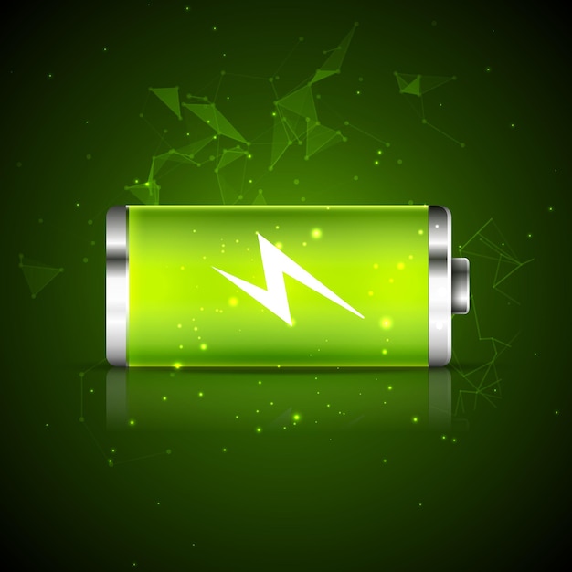 Icono de energía de carga de batería. Diseño de recarga de batería de vector