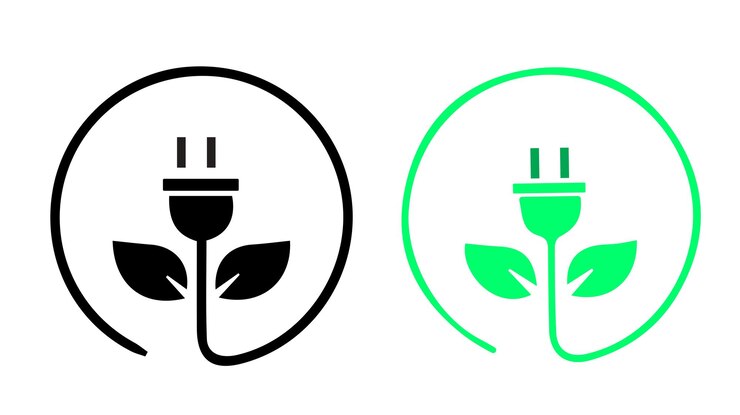 Icono de la energía ecológica Enchufe de energía renovable con elementos vegetales