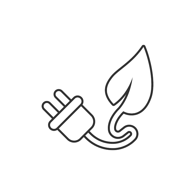 Icono de energía ecológica en estilo plano Ilustración de vector de energía verde sobre fondo blanco aislado Concepto de negocio de cable de naturaleza