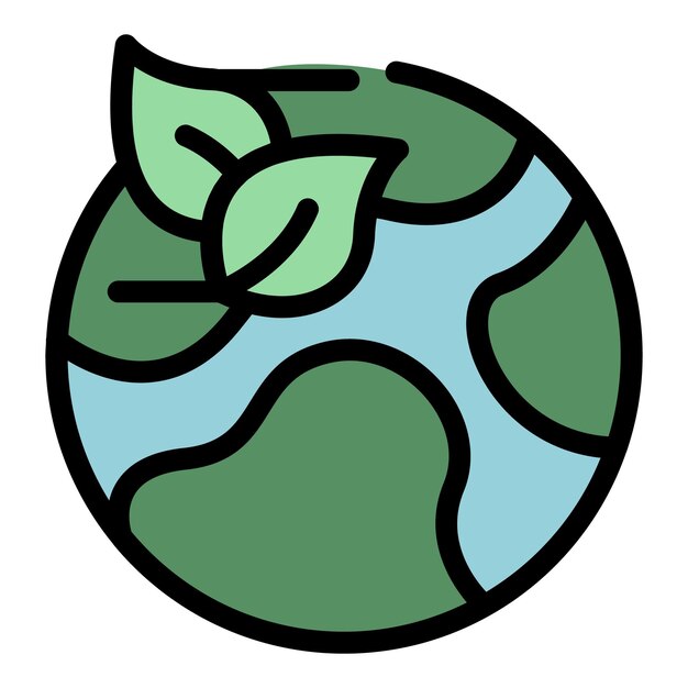 Icono de energía ecológica del planeta Vector de contorno Estación espacial Cíclo de color de combustible plano