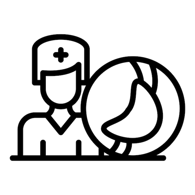 Icono de enfermera de atención familiar Contorno de icono de vector de enfermera de atención familiar para diseño web aislado sobre fondo blanco