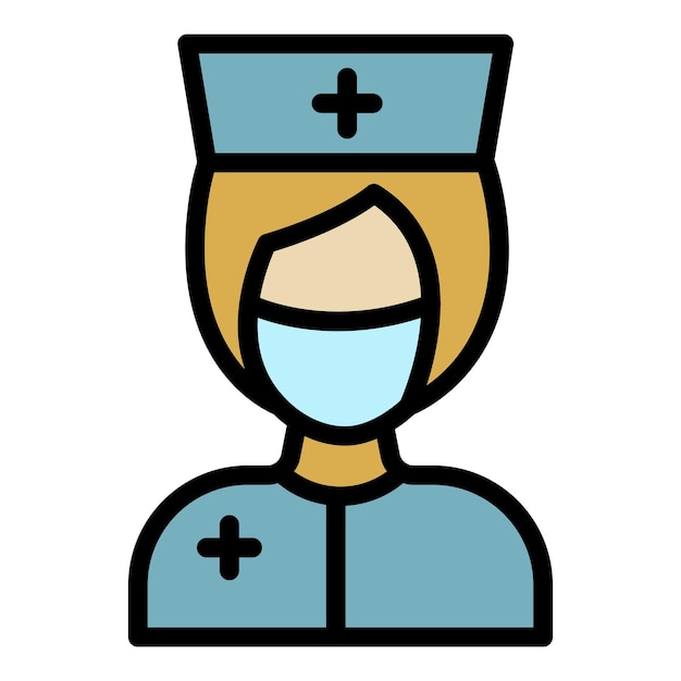 Icono de enfermera del hospital Contorno del icono del vector de la enfermera del hospital color plano aislado