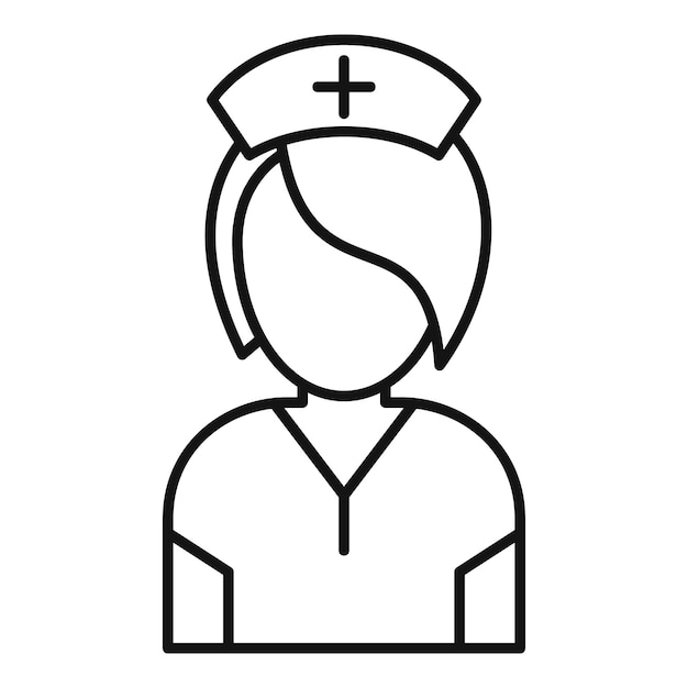 Icono de enfermera Icono de vector de enfermera de esquema para diseño web aislado sobre fondo blanco