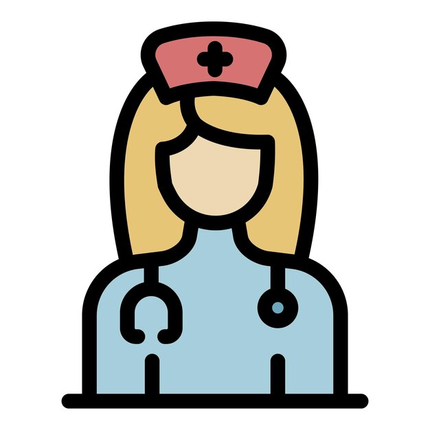 Icono de enfermera médica Contorno enfermera médica vector icono color plano aislado