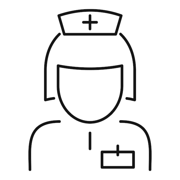Icono de enfermera médica Esquema de icono de vector de enfermera médica para diseño web aislado sobre fondo blanco