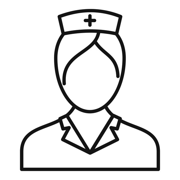 Icono de enfermera de personas Esquema de icono de vector de enfermera de personas para diseño web aislado sobre fondo blanco