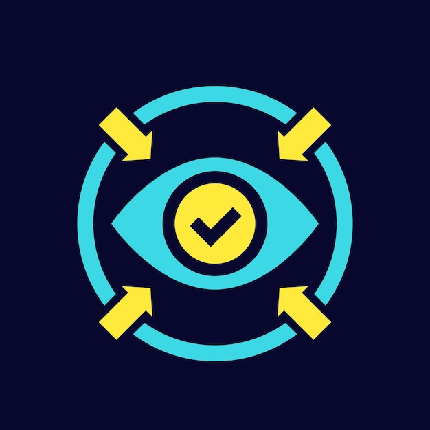 Icono de enfoque con ojo, vector plano