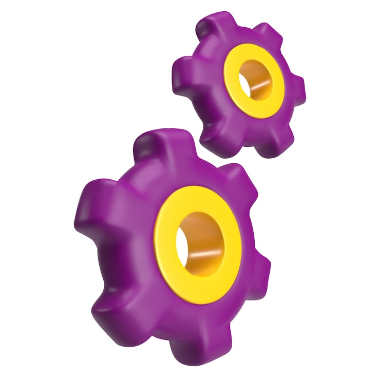 Vector icono de engranaje 3d vectorial concepto de trabajo en equipo ilustración de soporte técnico aislada sobre fondo blanco rueda dentada realista de dibujos animados