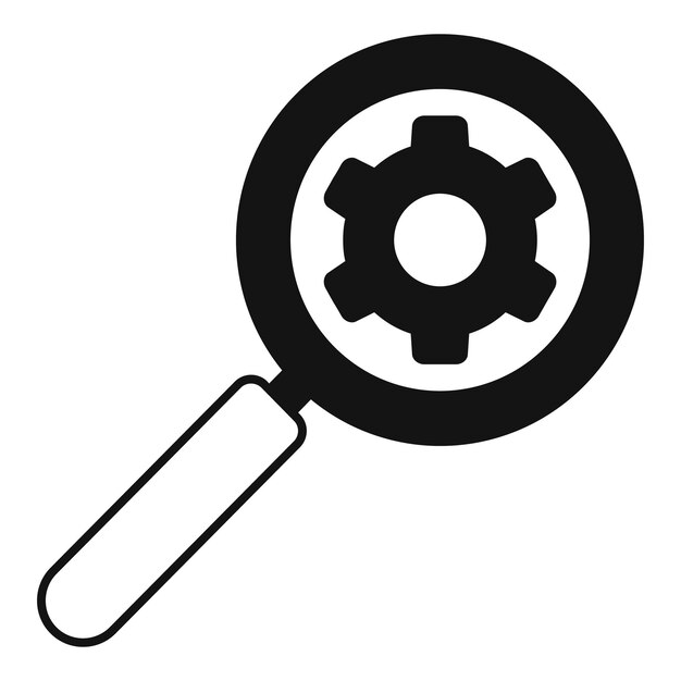 Icono de engranaje de búsqueda vector simple Sim batería