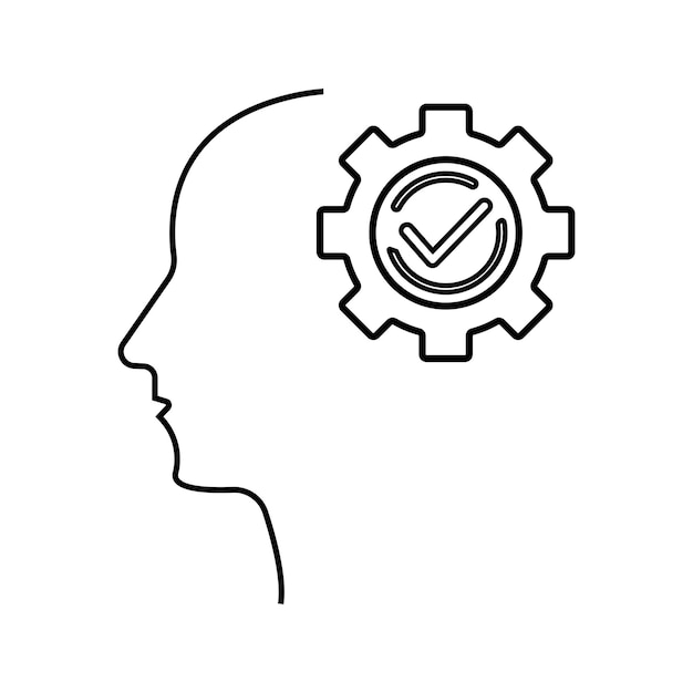 icono de engranaje de cabeza Elemento vectorial de contorno de línea simple del proceso cerebral Iconos para sitio web de ui y ux o aplicación móvil