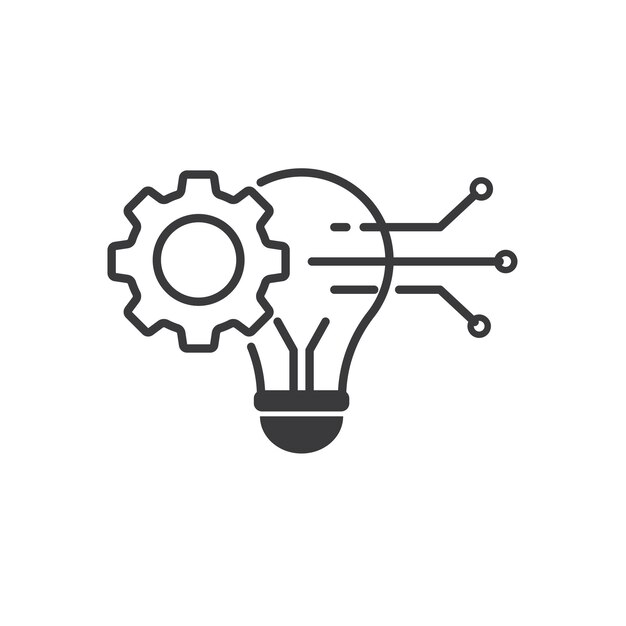 Icono de engranaje del circuito de la bombilla brillante