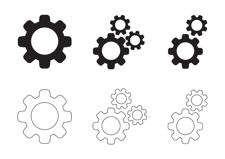 Vector icono de engranaje con colección de trazos