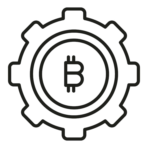 Icono de engranaje de criptomoneda vector de contorno Pago financiero Intercambio digital
