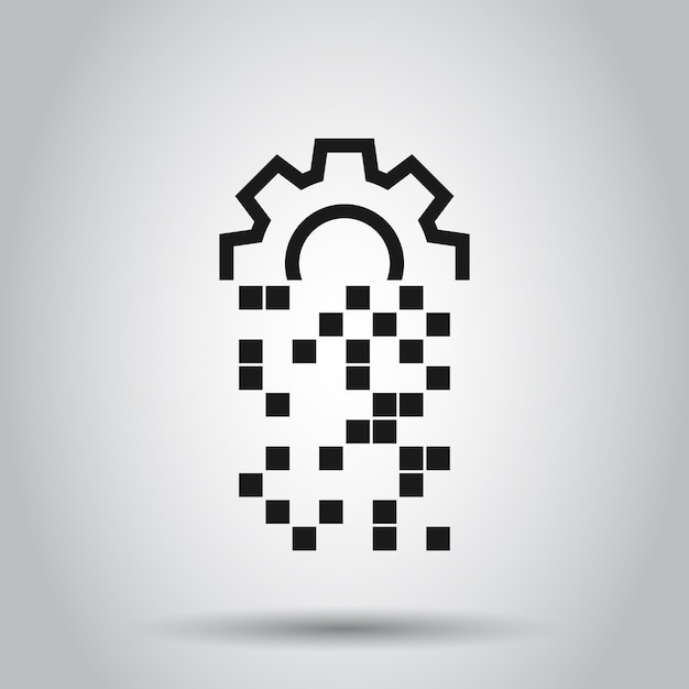 Icono de engranaje digital en estilo plano Ilustración vectorial Cog en un fondo aislado Concepto de negocio de rueda Techno