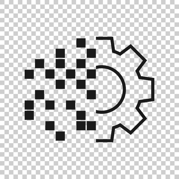 Icono de engranaje digital en estilo transparente Ilustración vectorial Cog en fondo aislado Concepto de negocio de rueda Techno