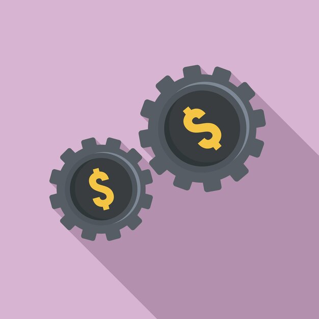 Icono de engranaje de dinero Ilustración plana del icono de vector de engranaje de dinero para diseño web