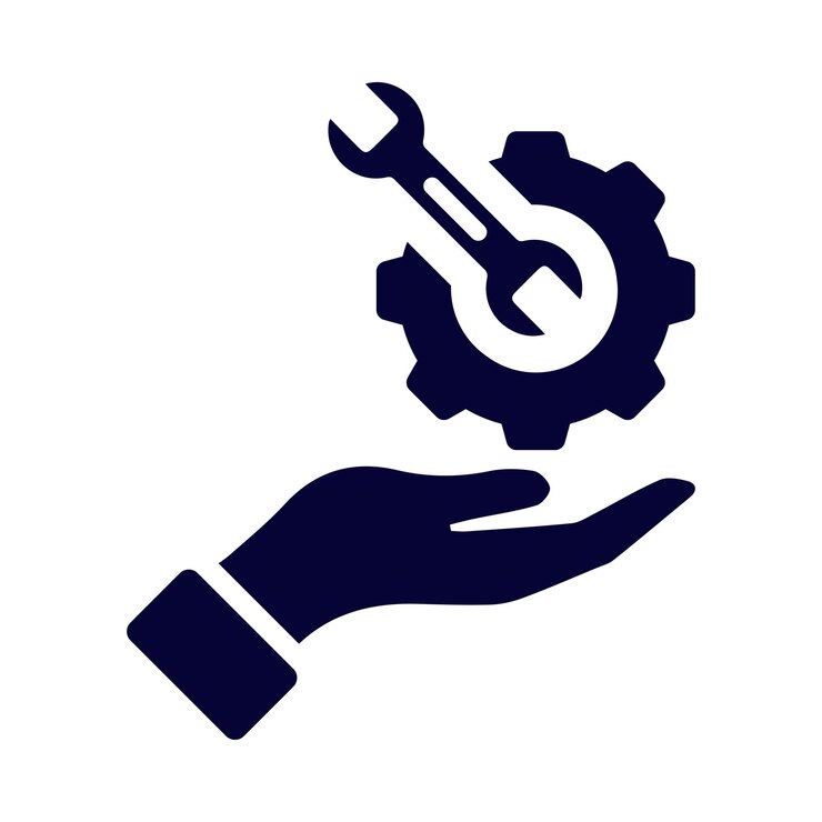 icono de engranaje de la llave en la mano