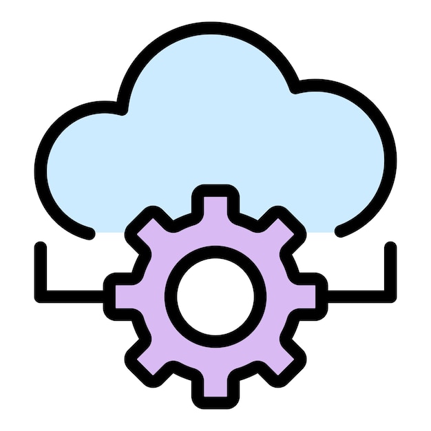 Icono de engranaje de nube API Contorno Icono de vector de engranaje de nube API para diseño web aislado en color de fondo blanco plano