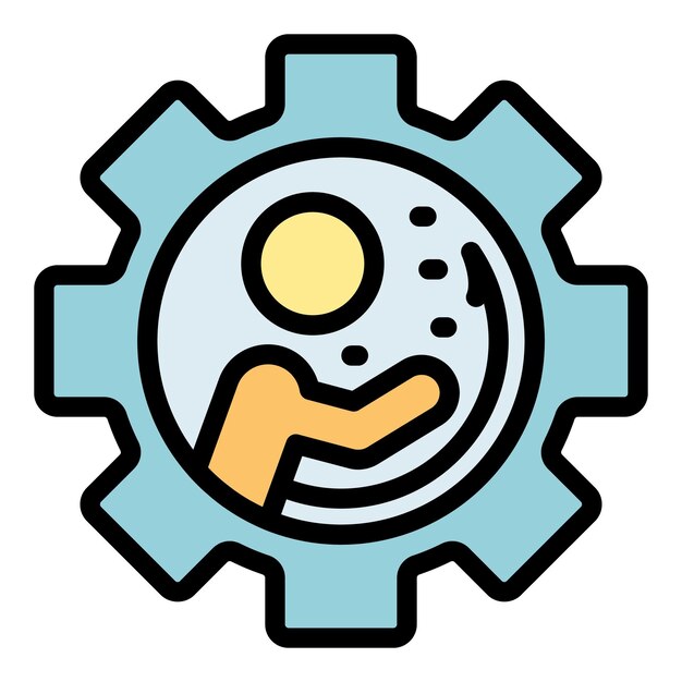 Icono de engranaje de recursos humanos Contorno Icono de vector de engranaje de recursos humanos para diseño web aislado en color plano de fondo blanco
