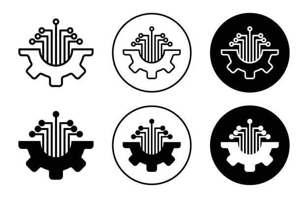 Icono de engranaje de tecnología de la información Icono plano de contorno