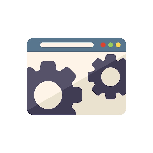 Icono de engranaje web en línea vector plano estrategia de Internet servicio de correo electrónico aislado
