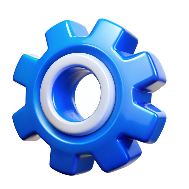 Vector icono de engranajes azules 3d