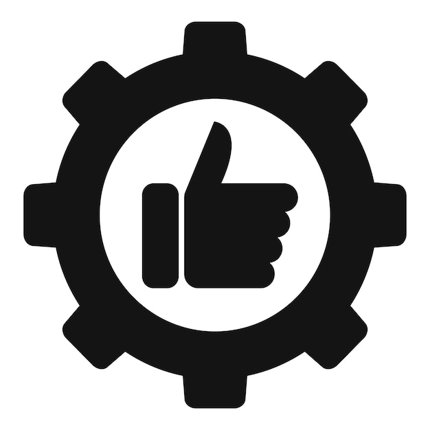 Icono de engranajes pulgar hacia arriba vector simple Cambio de proyecto de proceso