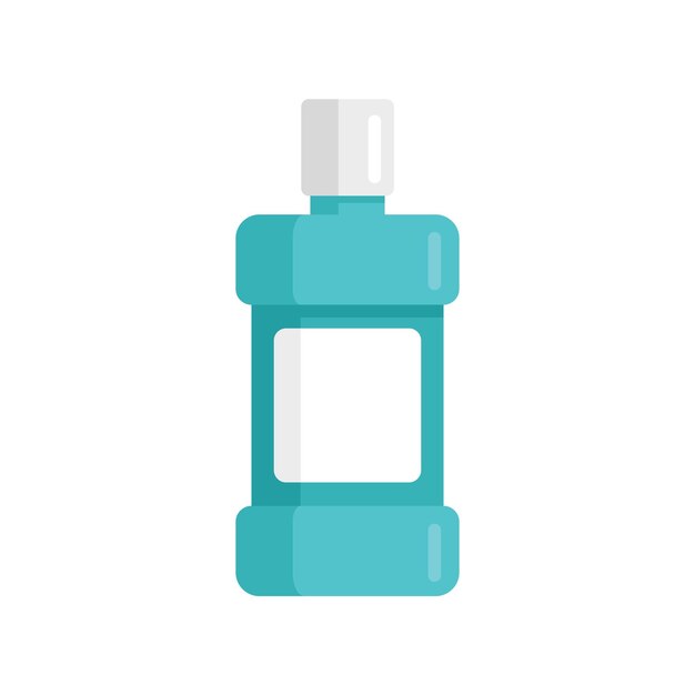 Icono de enjuague bucal de higiene vector plano Limpieza dental Producto de botella aislado