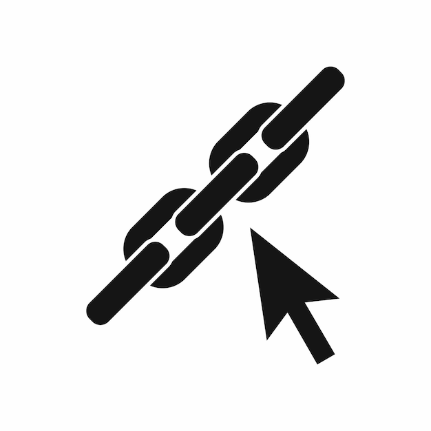 Icono de enlace de cadena en estilo simple aislado sobre fondo blanco
