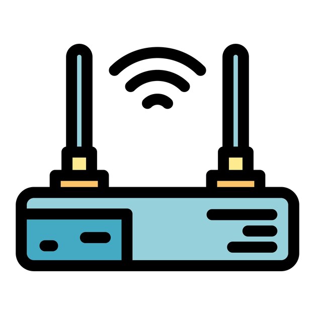 Ícono de enrutador de Internet Contorno del icono vectorial de enrutadores de Internet Color plano aislado