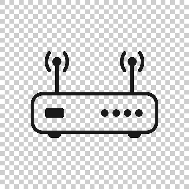 Icono de enrutador Wifi en estilo plano Ilustración de vector de banda ancha sobre fondo blanco aislado Concepto de negocio de conexión a Internet